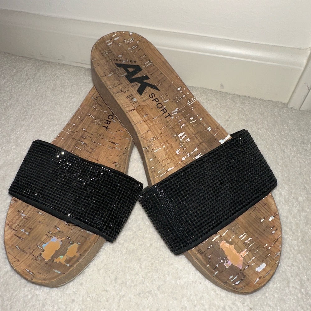 Anne Klein Black Slide Sandals